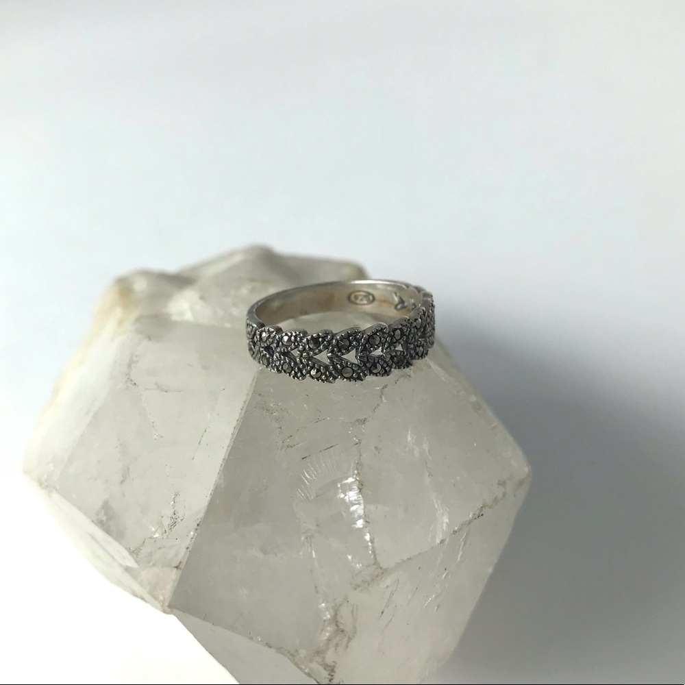 Vintage Sterling Silver marcasite Art Nouveau ring